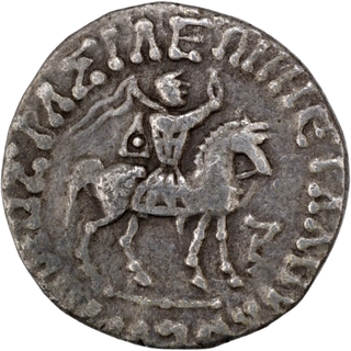 	A Rare Silver Tetradrachma Coin of Azes II king mounted on a horse charging  of Indo Scythian in Extremely Fine Condition	