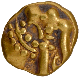 	A Rare Gold Fanam Coin of Western Ganga Dynasty in elephant standing figure.	