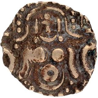 	Base Gold one eight Masha Coin of Gahadavalas of Kanauj and Kasi of King Govinda Chandra Deva	