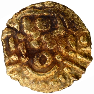 	Unlisted and Rare Base Gold Masha Coin of Chandellas of Jejakabhukti of King Trailokya Varman.	