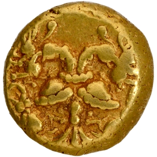 	A Very Rare Gold Varaha Coin of Achyutharaya of Tuluva Dynasty of Vijayanagara Empire, an Ornamented Gandaberunda double headed eagle.	