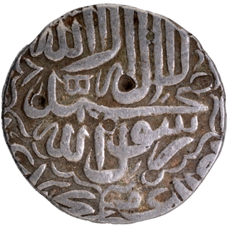 	A Very Rare Silver Rupee Coin of Akbar of Akbarpur Tanda Mint with complete Hijri year 974. 	