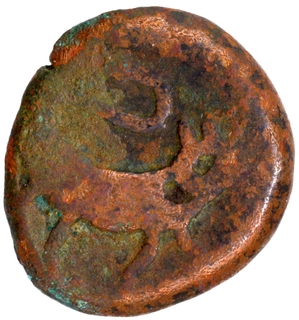 Rare Copper Billi Shahi Paisa Coin of Sikh Feudatory Derajat with kion Symbol.