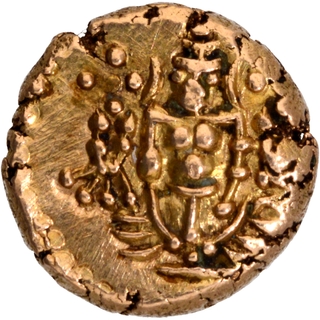 	Rare Gold Pagoda Coin of Negapatnam of Indo Dutch, Venkateswara standing within a decorated floral pattern.	