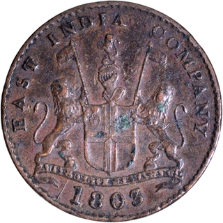 	Copper Five Cash Coin of Madras Presidency With English legend EAST INDIA COMPANY in very Good Condition. 	