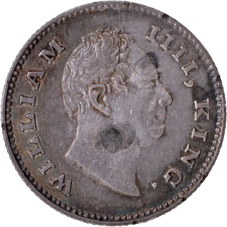 	Rare toning Silver Quarter Rupee Coin of King William IIII of Calcutta Mint of 1835.	