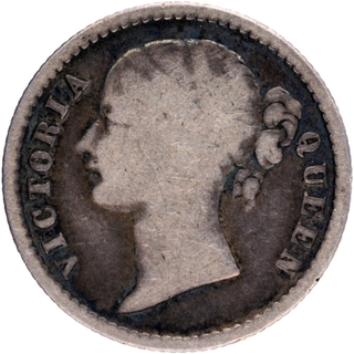 	Very Rare MULE Silver Quarter Rupee Coin of Victoria Queen of Calcutta Mint of 1840.	