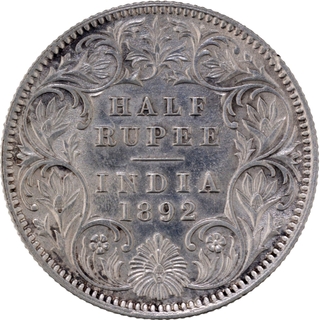 	1892 Silver Half Rupee Coin of Victoria Empress of Calcutta Mint In un Circulated Condition.	