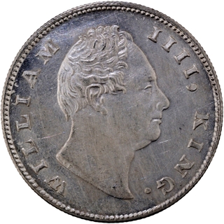 	F Raised Silver One Rupee Coin of King William IIII of Calcutta Mint of 1835.	