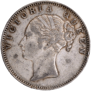 	Continuous Legend Double Struck R Silver One Rupee Coin of Victoria Queen of Calcutta Mint of 1840.	