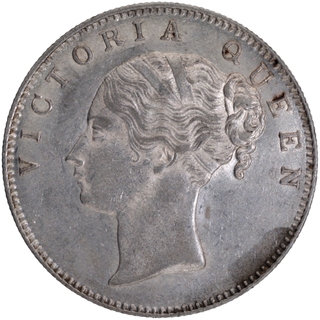 	Unlisted Continuous Legend  Silver One Rupee Coin of Victoria Queen of Calcutta Mint of 1840.	