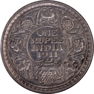 	1911 Silver One Rupee Coin of King George V of Calcutta Mint in In un Circulated Condition.	