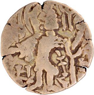 Base Gold Dinar Coin of Kidara Kushan of Later Kushan Dynasty.