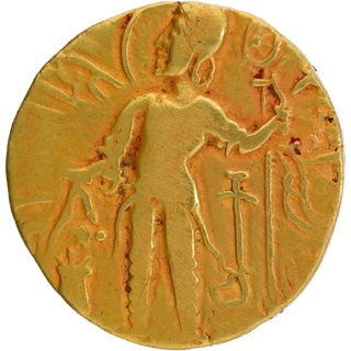 Scepter type Gold Dinar Coin of Samudragupta of Gupta Dynasty.