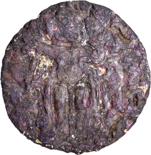 Copper Kahavanu Coin of Rajadhiraja I of Cholas of Ceylon Man type,