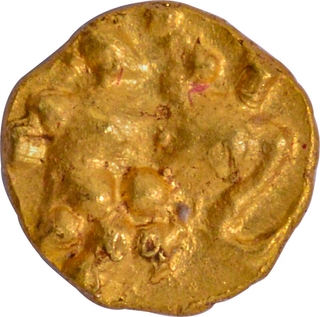 Gold Quarter Fanam Coin of Chalukyas of Kalyana of Temple type.