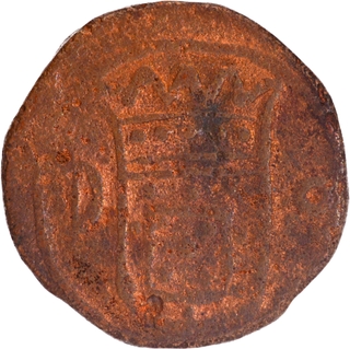 Copper Atia 1689 date Retrograde Coin of Pedro II of Diu of Indo-Portuguese.