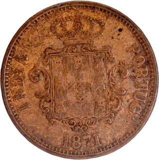  Mumbai Mint Copper Half Tanga (30 Reis) 1871 AD Luis I Coin of  Indo-Portuguese.