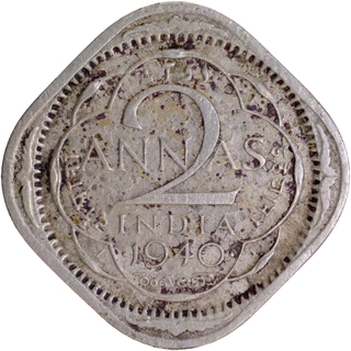 Rare Cupro Nickel Two Annas Coin of King George VI of Bombay Mint of 1940.