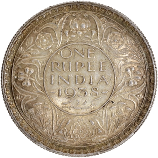 Rare Silver One Rupee Coin of King George VI of Bombay Mint of 1938.