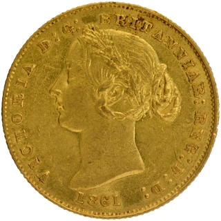 Gold Sovereign Coin of Victoria Queen of Australia of 1861.