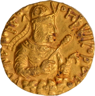 Kushan Dynasty Gold Dinar Coin of Huvishka of Nana type.