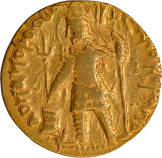 Oesho type Vasudeva I Gold Dinar Coin of Kushan Dynasty.