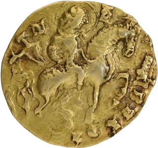 Gold Dinar Coin of Kumaragupta I of Gupta Dynasty of Horseman type.