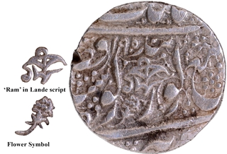 Sikh Empire Dulip Singh Silver Rupee Coin with Ram word.