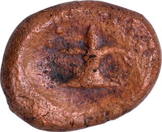 Thanjavur Copper Kasu coin Lingam type.