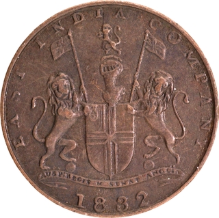 Bombay Presidency Copper Quarter Anna Coin.