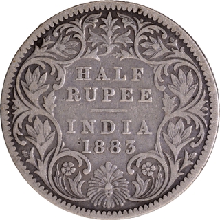 Extremely Rare Silver Half Rupee Coin of Victoria Empress of Calcutta Mint of 1883.