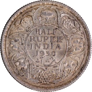  Scarce Year Silver Half Rupee Coin of King George V of Calcutta Mint of 1930.