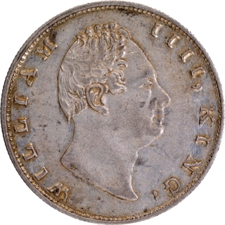 Exceedingly Rare Silver One Rupee Coin of King William IIII of Calcutta Mint of 1835.