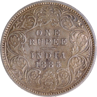 Extremely Rare Silver One Rupee Coin of Victoria Empress of Calcutta Mint of 1885.