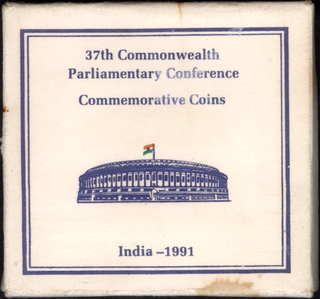 1991 VIP Proof Set of 37th Commonwealth Parliamentary Conference of 10 Rupees Coin Bombay Mint.