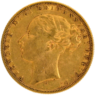 Gold Sovereign Coin of Queen Victoria of Australia of 1873.