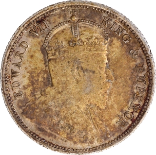 Silver Fifty Cents Coin of King Edward VII of Sri Lanka of 1902.