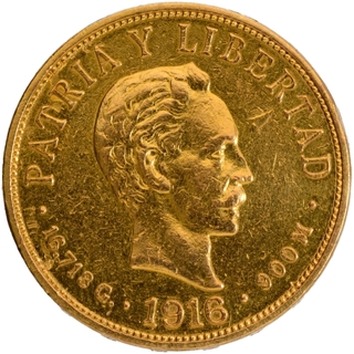 Gold Ten Pesos Coin of Cuba of 1916.