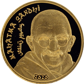 Gold 1000 Togrog Proof Coin of Mahatma Gandhi of Mongolia of 2020.