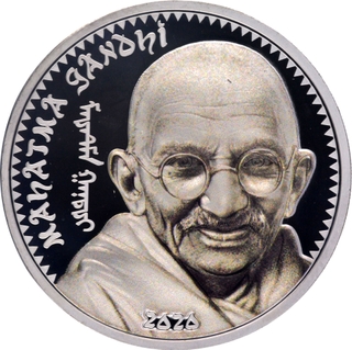 Silver 1000 Togrog Proof Coin of Mahatma Gandhi of Mongolia of 2020.