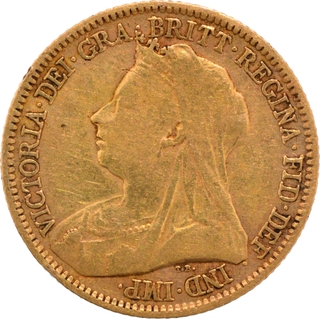 United Kingdom Gold Half Sovereign Coin of Victoria Queen of 1894.