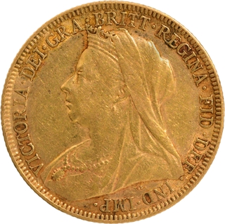 United Kingdom Gold Sovereign Coin of Victoria Queen of 1896.