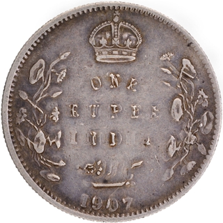 Rare Error Silver One Rupee Coin of King Edward VII of Calcutta Mint of 1907.