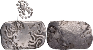 Very Rare Sliver Punch marked Coin of Panchala Janapada counter struck with taurine symbol.