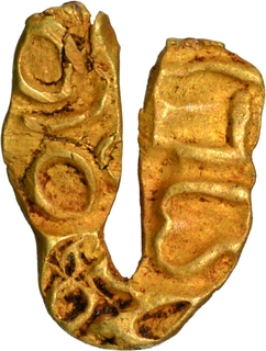 Very Rare U Shaped Gold Fanam Coin of Shilaharas of Kolhapur.