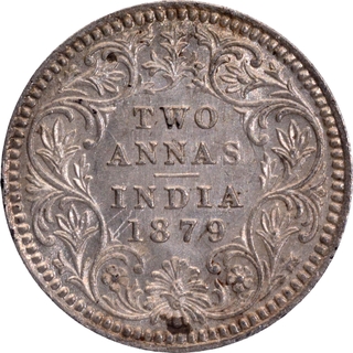 Very Rare C Incused Silver Two Annas Coin of Victoria Empress of Calcutta Mint of 1878.