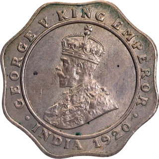 Rare Cupro Nickel Four Annas Coin of Bombay Mint of King George V of 1920.