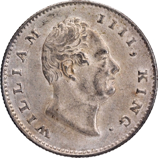 Rare Silver Half Rupee Coin of King William IIII of Calcutta Mint of 1835.