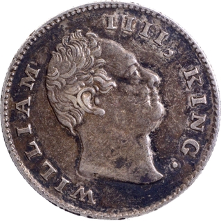 F Incused Silver Half Rupee Coin of 1835 of King William IIII of Calcutta Mint with Die Rotation.